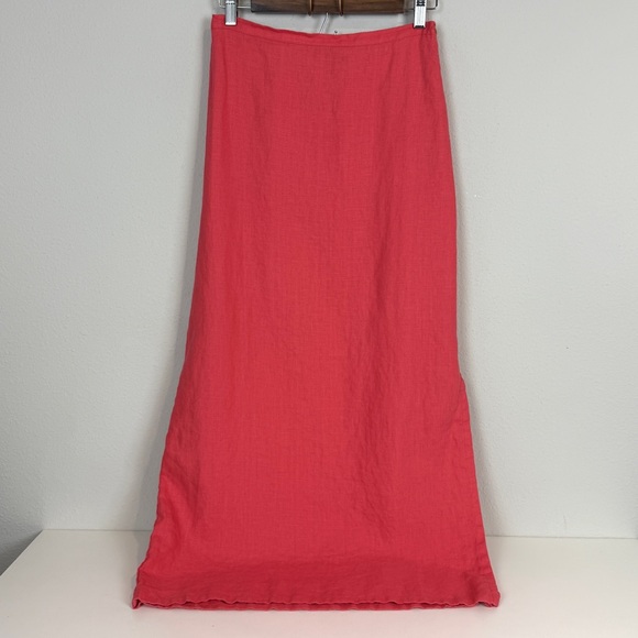 VTG Uniforms John Paul Richard Linen Melon Pink Maxi Skirt PM - Picture 1 of 9